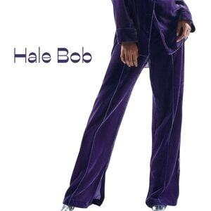Hale Bob Purple Velvet Wide Legs Pants Size M